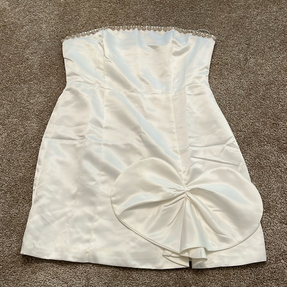 White satin mini dress